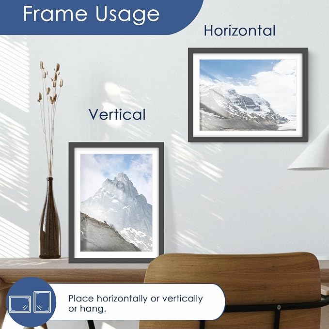 10x13 Picture Frame Set of 6, Wall or Tabletop Display, Black | Display Pictures 9x12 with Mat or 10x13 Without Mat, Horizontal or Vertical, Gallery Wall Frame Set, Wedding Birthday Gifts