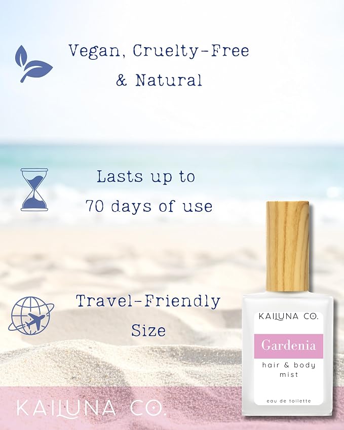 Kailuna Co. Gardenia Natural Hair & Body Mist Spray, Pure Essential and Fragrance Oils, Alcohol-Free, Handmade in California, 0.5Fl Oz