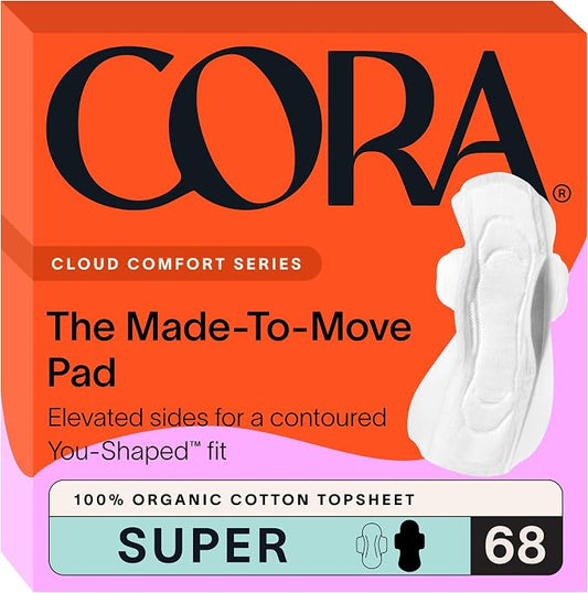 Cora 100% Organic Cotton Topsheet Pads (68 Made to Move Super Pads)