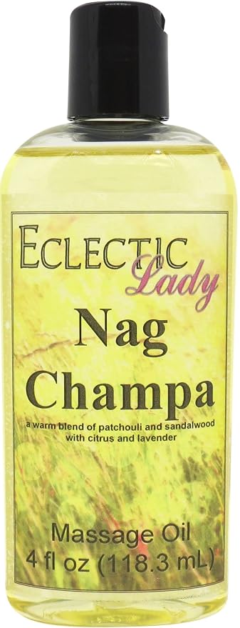 Nag Champa Massage Oil, 4 oz, With Sweet Almond Oil and Jojoba Oil