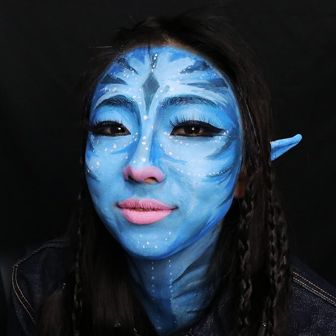 MEICOLY Cream Royal Blue Face Body Paint,2.37Oz Large Tube Water Based Full Body Paint for Adult and Kid,Single Tube Dark Blue Face Paint for Smurf Mystique Cosplay Avatar Makeup,Halloween SFX Makeup