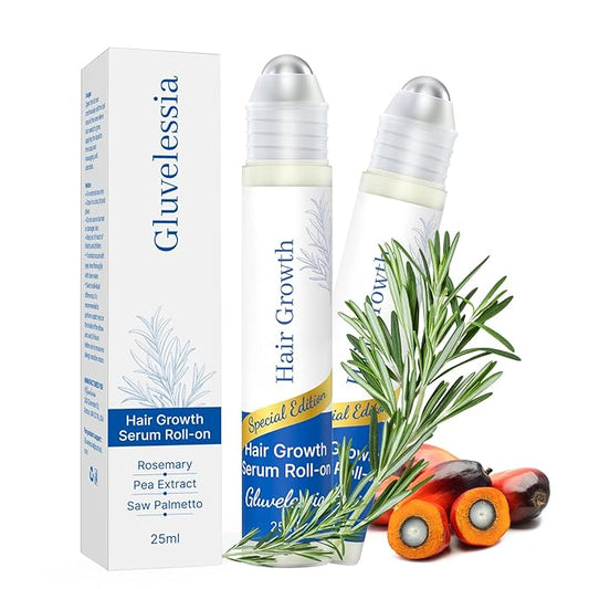 Hair Growth Serum Roll On with Rosemary，Helps Support Thicker, Fuller Hair Appearance，Clean, Non-Greasy Hair Loss Support for Men & Women，Rosemary，0.84 Fl Oz (Pack of 2)