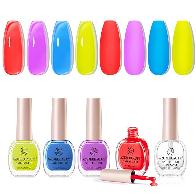 AZUREBEAUTY Cat Eye Magnetic Nail Polish Set, Quick Dry Non-Gel Holographic Fingernail Mooncat Polish with Top Coat, 4 Colors (Red, Purple, Green, Teal), DIY Salon at Home Manicure for Women