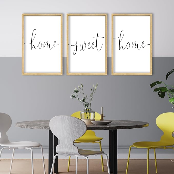RLWangChao Home Sweet Home Sign Set of 3 Wall Art Decor 16"X11" Wood | Vintage, Bedroom Above Bed, Minimalist Modern Living Room, Wooden Framed, Warm And Cozy Family Wall Hanging