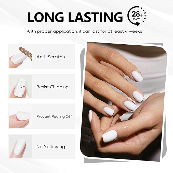 Nail Polish White Gel Nail Polish 1 Pcs 13ml Pure White Gel Polish Easy to Apply Self Levelling Soak Off UV White Nail Polish Gel French Nail Manicure Salon DIY at Home Suitable for Beginners