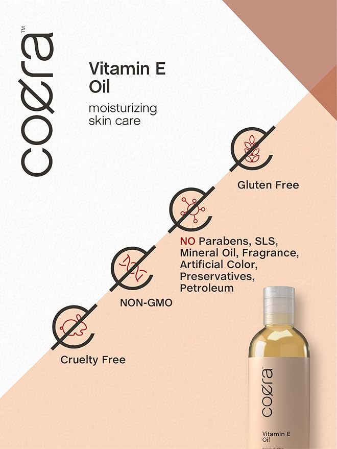Coera Vitamin E Oil | 5,000 IU | 4 fl oz | Moisturizing & Nourishing Skin Oil for Face, Hands, and Body | Free of Parabens, SLS, & Fragrances
