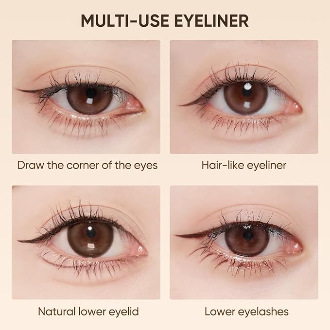JUDYDOLL Ultra-Fine Liquid Eyeliner - Precision Tip for Wing Line, Smudge-Proof, Quick-Drying, Waterproof, Easy to Get Inner Corner Lined, Hooded Eyes-Friendly (#01 Black)