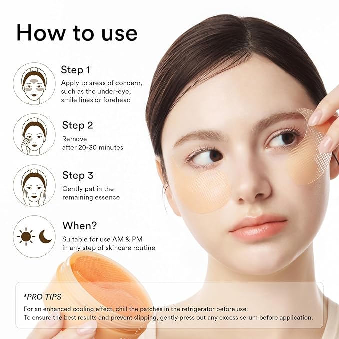 Abib Glutathione Kojic Acid Eye Patches for Radiance Dark Circles & Dark Spots, with Tone-up Jelly, 60 Count, Korean Skin Care