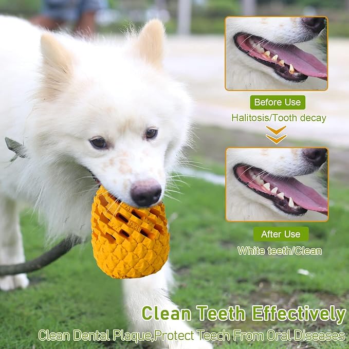 Indestructible Pineapple Dog Toy - Gaint Aggressive Chewers Training | Heavy Chew, Treat Dispenser, Power Chewer, Durable Puzzle, Tough Interactive, Easy Clean