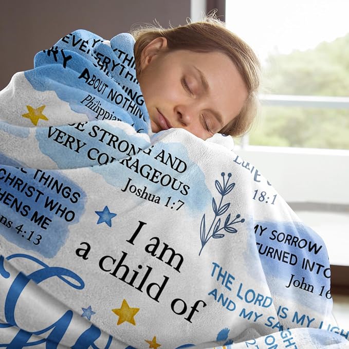 Baptism Gifts for Boys, Christian Blanket, Teen Boy Gifts Trendy Stuff | Christian Birthday Gifts for Teen Boys, Men, I Am a Child of God Blanket, First Communion Gifts for Boys (50 * 60)