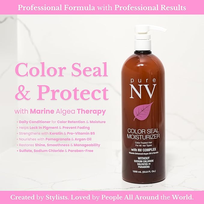 Color Seal Moisturizer Slow Color Fade & Maintain Color Vibrancy, Keratin, Collagen & Argan Oil Infused To Repair, Restore & Strengthen 33.8 Oz.