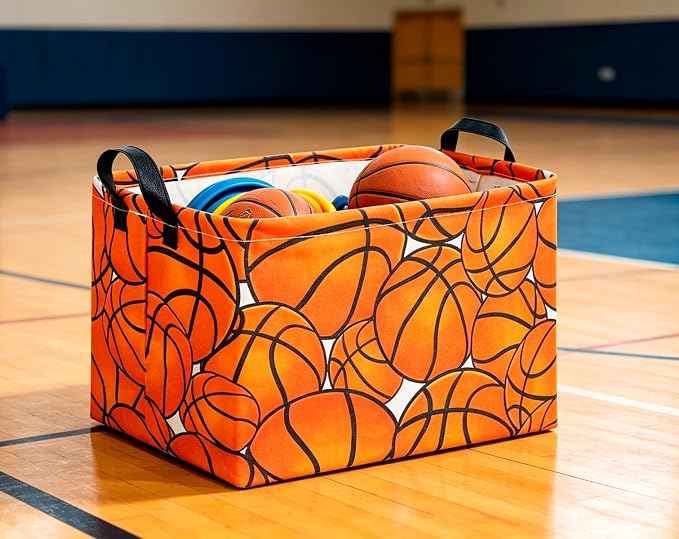CLOCOR Rectangular Basketball Storage Basket Empty, Gift Basket, Room Decor(Basketball)
