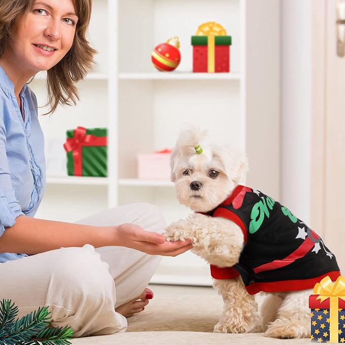 5 Pack Christmas Dog Shirts Christmas Santa Pet Clothes, M Fits 5-8 Lbs | Soft Fabric Xmas Snowman Costume, Winter Puppy Outfit for Dogs Cats Pet, Festive Holiday Party Apparel, Cozy Christmas Shirts