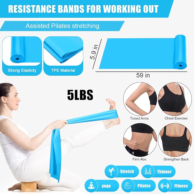 Silipull 10 Pcs Pilates Ring Blocks Set for Women Home Yoga Equipment Accessories Pilates Ring Circle and Ball Workouts Gift Include Ball Yoga Circle Resistance Bands Block Straps Gym Bag
