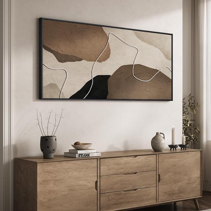 Extra Large Neutral Brown Beige Abstract Wall Art for Living Room, 30x60 In | Brown beige pictures, Horizontal canvas prints, Rope accent, Modern minimalist artwork, Wall decor for bedroom dining room