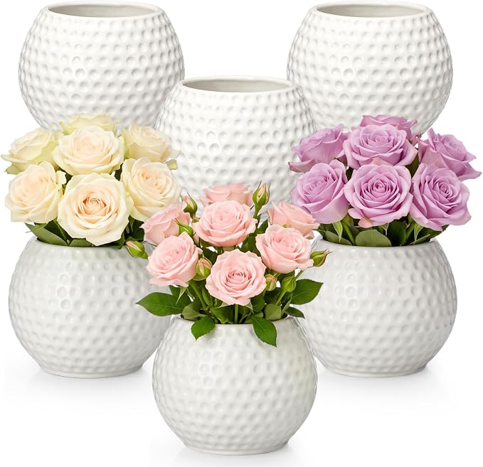 12 Pcs Golf Vase for Table Centerpieces 4 Inch Resin Pots Spring Planters Flower Pot Containers White Flower Containers Decorative Planter for Golf Sport Birthday Events Party Decor