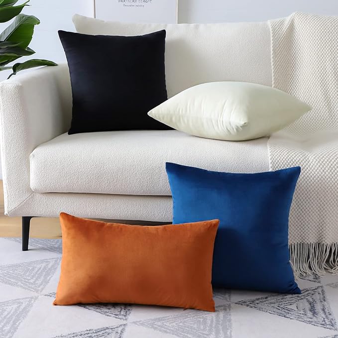 Artscope Luxury Velvet Pillow Covers Super Soft Decorative Square Throw Pillow Covers Case Cushion Covers for Sofa Couch Bedroom Car Decor 16x16 Inch Cream White
