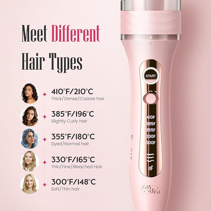 Zavarea Automatic Rotating Curling Iron for Long Hair - 1 Inch Curling Wand for Beach Waves & Loose Curls, Easy Hair Curler for Beginners, Anti-Scald & Frizz-Free, Dual Voltage for Travel