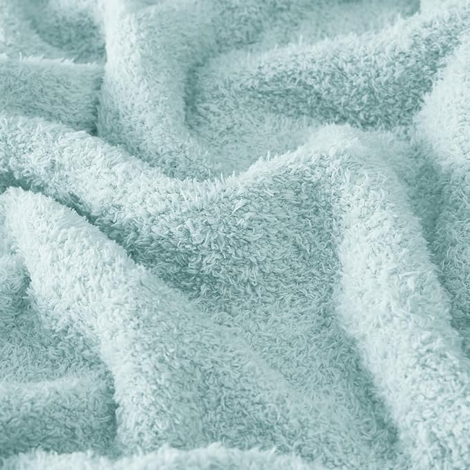 Knit Throw Blanket for Couch Sky Blue - Super Soft Lightweight Plush Fuzzy Fluffy Cozy Blankets and Throws for Sofa Bed, 50 x 60 inches