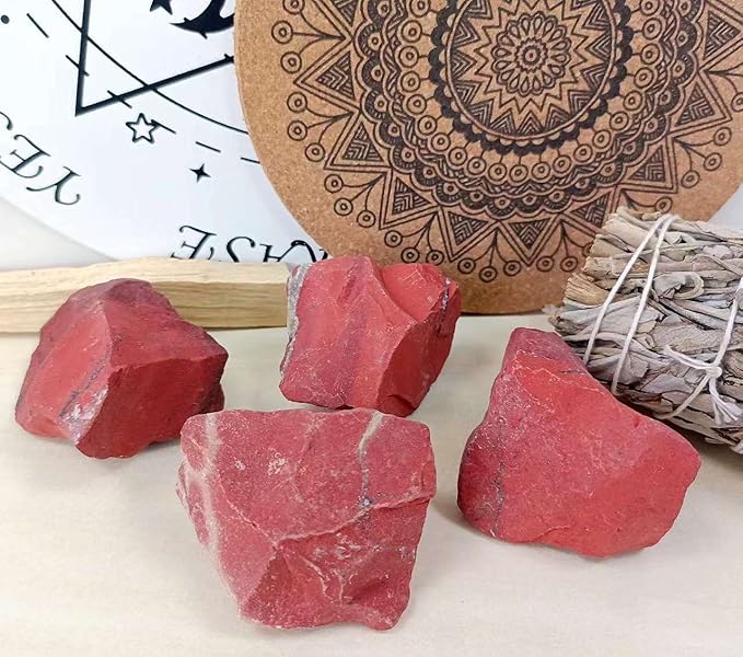 LAIDANLA 1lb 2" Red Jasper Natural Rough Stones Crystal Large Raw Crystals Bulk Healing Gemstones for Reiki Healing Tumbling Fountain Rocks Wire Wrapping Decoration Cabbing Lapidary