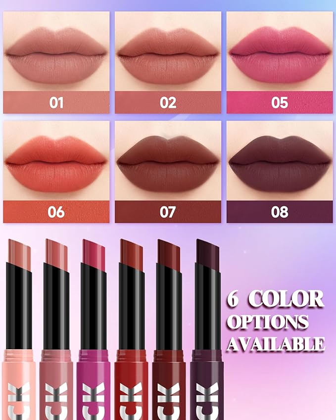 Matte Lipstick, Velvet Taupe Red Lip Stick Crayon Pencil, Waterproof Long Wear Lipstick 24 Hour High Pigmented, Smudge-proof Non-stick Hydrating Natural Lipgloss Christmas Makeup gift for Women-07