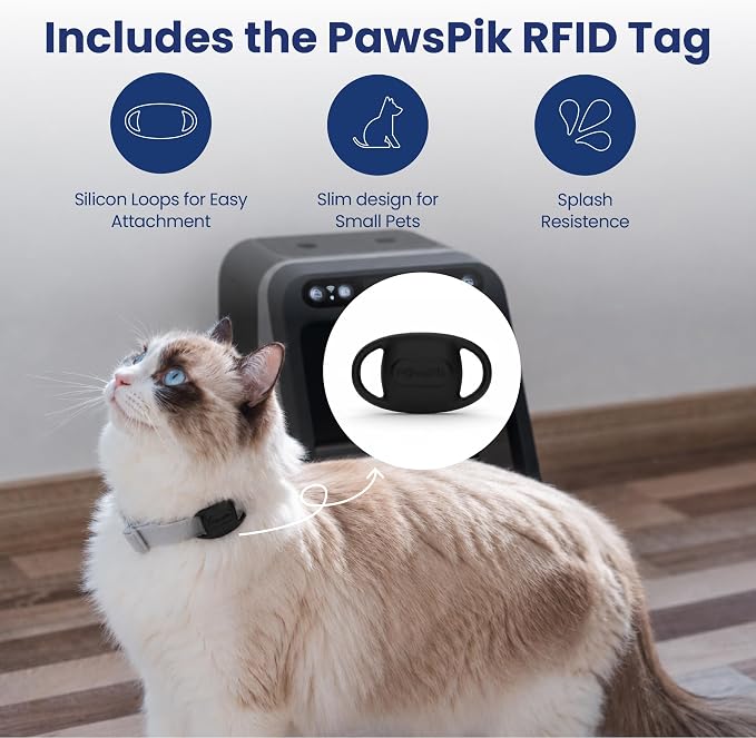 Automatic Microchip RFID Cat Feeder, 16-Cup, Black | ISO Microchip & PawsPik RFID Tag Compatible, App Control, Portion Control, Personalize Feeding