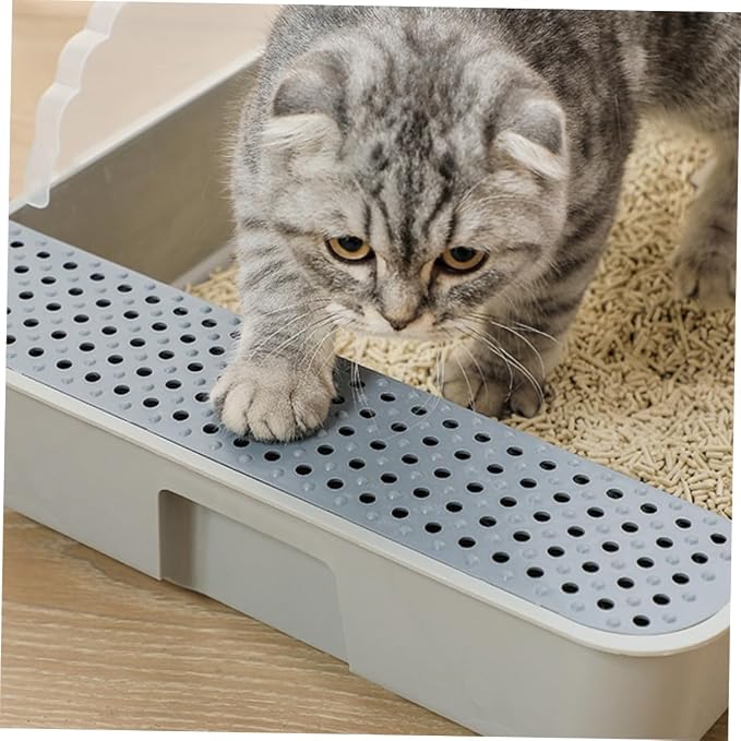 ERINGOGO Semi-Closed Cat Litter Box Potty with Detachable Anti-Splash Durable Pan Small Gray for Kitten Toilet and Cat Housebreaking