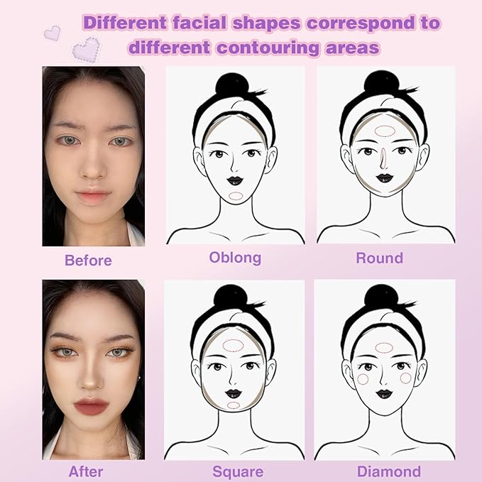Face Highlighter Contour Shading Palette Sculpting Long-lasting Pressed Powder Smooth Matte Shimmer Finish Makeup for Cool Toned Skin