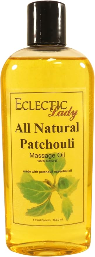 Patchouli Massage Oil, 8 oz, Natural Ingredients Sweet Almond & Jojoba Oil