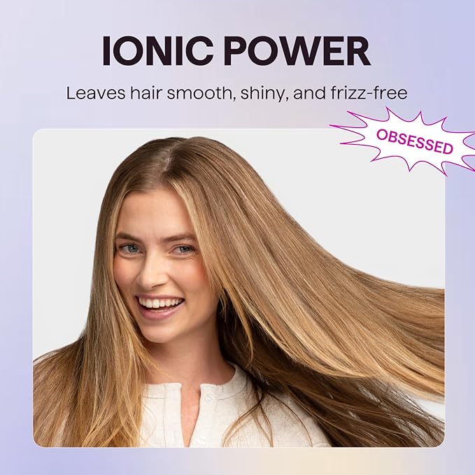 Wavytalk Hair Dryer, Blown Away Ionic Hair Dryer for Curly Hair with Diffuser, 1875W Fast Drying Blow Dryer with Ceramic Technology, 3 Attachments for All Hair Types, Light and Quiet, White