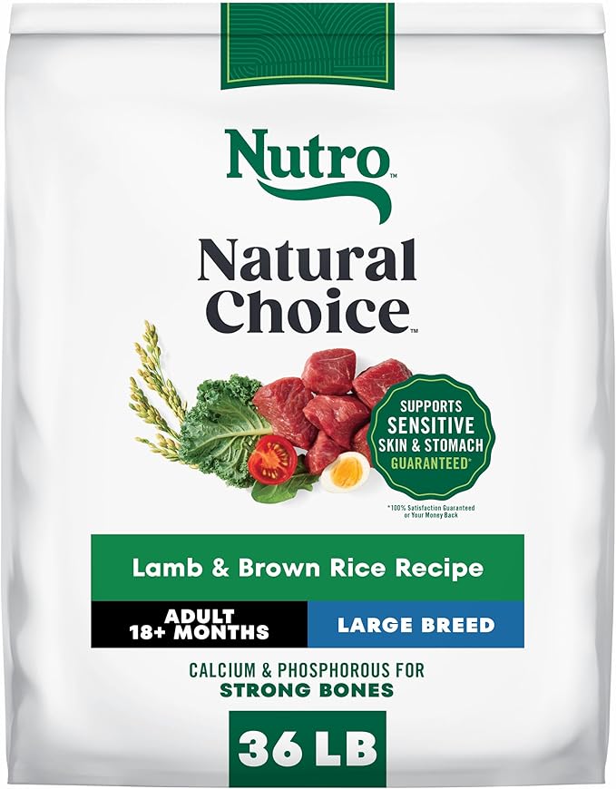 Nutro Natural Choice Large Breed Adult Dry Dog Food, Lamb & Rice, 36 lb | Real lamb #1 ingredient, non-GMO, no corn, wheat, soy, crafted in USA, supports joints, digestion, immunity, skin & coat