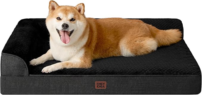 EHEYCIGA Memory Foam Dog Bed Large Size Dogs, Orthopedic Dog Bed Large with Washable Removable Cover, Waterproof Pet Sofa Couch with Nonskid Bottom, 36x27x6, Black | Washable Removable Cover, Waterproof Flat Pet Sofa Couch with Nonskid Bottom, 36x27x6