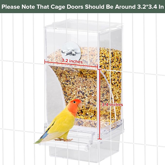 Lemtrflo No Mess Bird Feeder Water Dispenser, Parrot Cage Automatic Feeders | Automatic Feeding & Hydration, Parakeet Cage Accessories for Parrots, Cockatiels, Finches, Lovebirds & Budgies