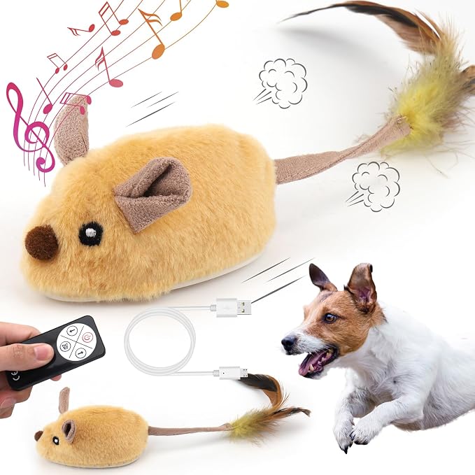 Interactive Dog Toys, Fake Mouse Moving Dog Toy with Automatic Sensor