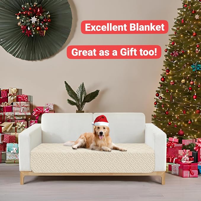2026 Waterproof Sofa Dog Blanket (30"x53") Comfy Loveseat Couch Mat for Pets with Anti-Slip Back, Universal Incontinence Lightweight Liner Pad for Furniture Car Picnic etc Durable Washable, Beige