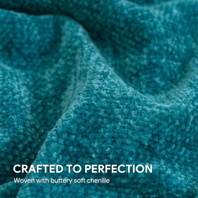 RECYCO Chenille Throw Blanket for Couch, 50"x60", Teal | Super Soft Knit Throw Blanket with Fringe Tassels, Lightweight Knitted Throw, Cozy, Ideal for Sofa Chair Bed Living Room Gift