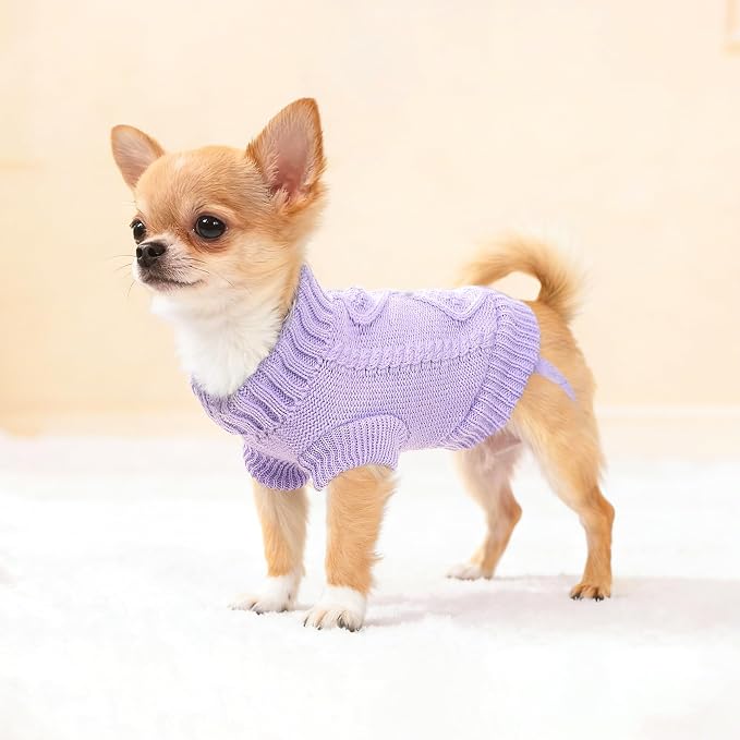 2 Pieces Puppy Sweater Dog Sweater for Small Dogs Winter Warm Dog Knitted Sweater Cute Puppy Clothes for Chihuahua Teacup Yorkie Pet Cat Knitwear Turtleneck Clothes XXS(0.9~2.4lbs)