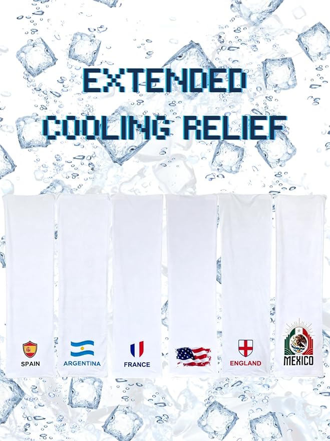 Cooling Towels for Neck and Face, 2-Pack Sports Cooling Towels for Hot Weather, World Cup 2026 England, Microfiber Cooling Towel Instant Cool Ultra Soft Lightweight for Baseball Soccer Gym Yoga Golf