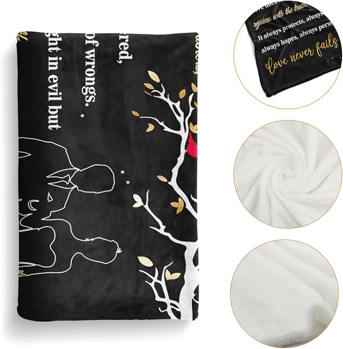 Wedding Gifts for Couples, Bridal Shower Gifts for Bride to Be Soft Blanket | Anniversary Mr and Mrs Gifts, Wedding Gifts for Newlyweds Wedding Throw Blanket 60*80 Inch (Black)