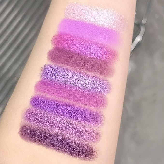 URQT Purple Amethyst Crush Eyeshadow Palette – 9 Pigmented Violet & Berry Shades with Matte, Glitter & Shimmer Finishes, Blendable Long-Wear Eye Makeup for Party Looks
