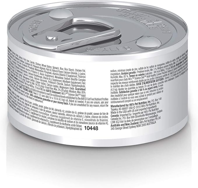 Hill's Science Diet Adult 1-6 Healthy Cuisine Wet Cat Food | #1 Veterinarian Recommended, Poached Salmon & Spinach, 2.8 oz. Cans, 24-Pack