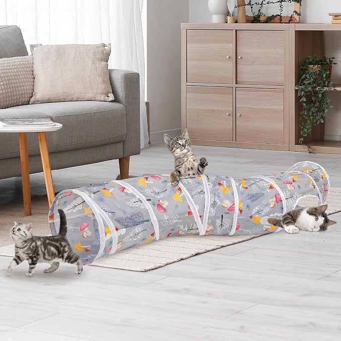 Glittme S-Shape Cat Tunnel, Foldable Cat Tunnels for Indoor Cats