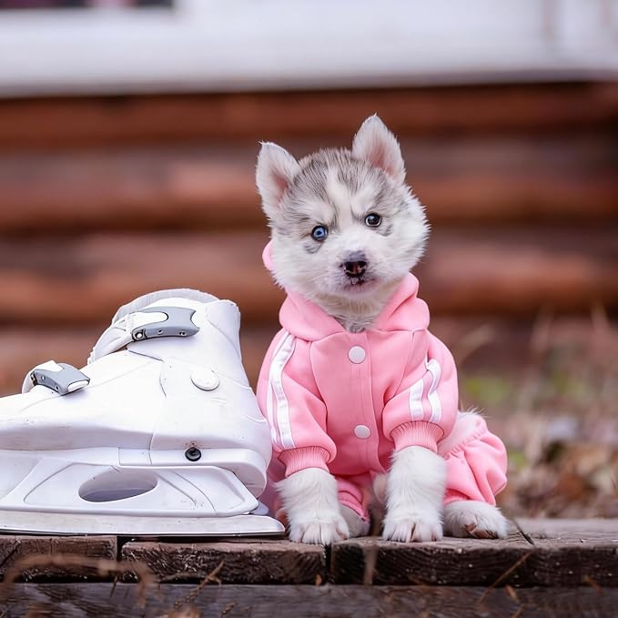 Dog Hoodie Security Clothes 4 Legs Jumpsuit Sweatshirt Hoodies Soft & Warm Dog Outfit Pullover Dog Winter Clothes Sweater for Small Medium Large Dogs Cats (Pink, X-Small)