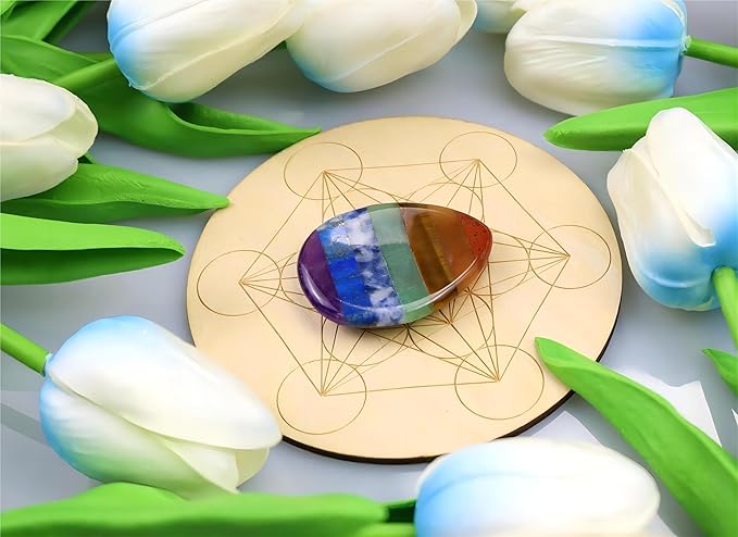 QINJIEJIE Thumb Worry Stone for Anxiety Chakra Crystals Healing Stones Palm Chakra Worry Stone Pocket Meditation Crystal Stress Relief Gifts Valentines Day Stocking Stuffers for Women