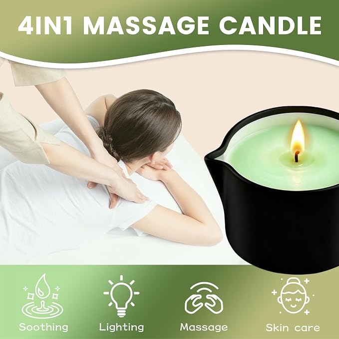 Warming Massage Oil Candle, Scented Body Oil Candle for Spa & Home Use, Romantic Gift, 2.02 oz (Gardenia)