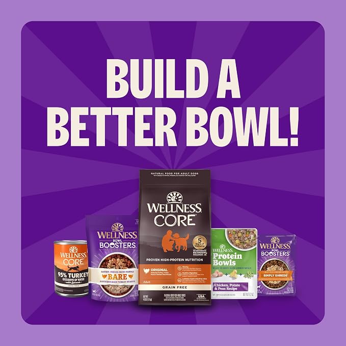 Wellness CORE Healthy Weight Adult Dry Dog Food, Grain Free Kibble, Natural, High Protein, Turkey and Chicken Recipe, 12 lb Bag