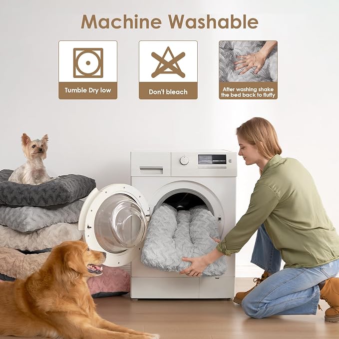 EHEYCIGA Washable XL Dog Beds Large Sized Dog, 44x32 Inch Pet Bed, Grey | Plush and Comfy Kennel Pad, Soft Dog Crate Mat, Deluxe Pet Sleeping Mat, Large Bed for Dog Up to 85 lbs