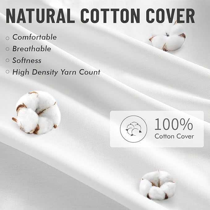 MIULEE 16x16 Pillow Inserts Set 2 100% Virgin Microfiber with Cotton Cover | Throw Pillows for Couch Sofa and Bed,filled with 380 g/0.84 lb (30% more than others) high-resilience virgin microfiber