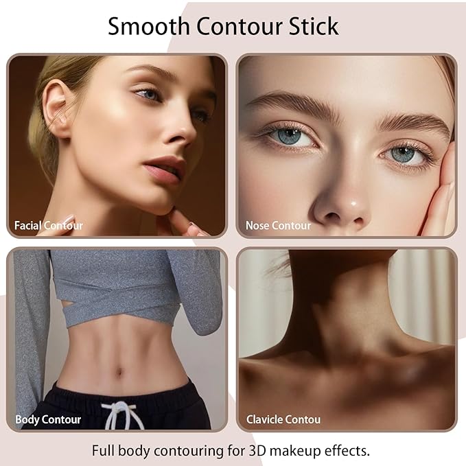 2 PCS Warm and Cool Toned Contour Stick, Natural Matte Cream Contour Stick, Lightweight and Smooth Cream Bronzer Stick for Face Shaping Contouring Makeup, 01+02