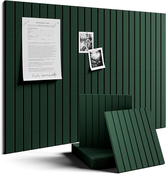 Fluxynara 36" x 24" Large Felt Bulletin Board, Pine Green | 6 Pack Cork Board Alternative with 30 Safe Adhesive Tabs, Pin Boards for Wall Decor, Home, Office, Classroom,Dorm
